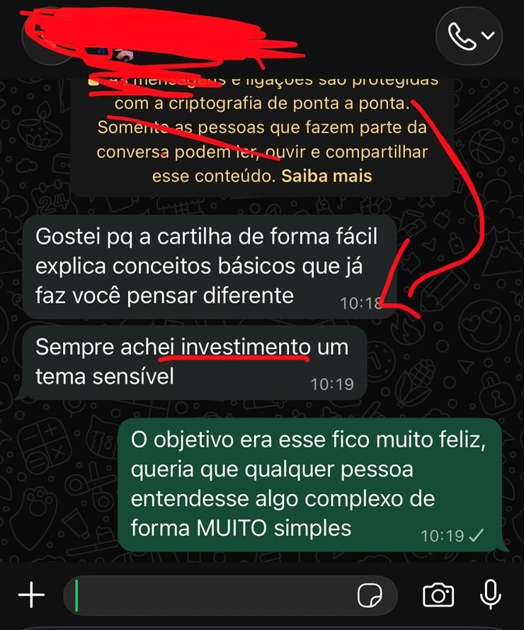 Depoimento real de leitor no WhatsApp sobre a cartilha
