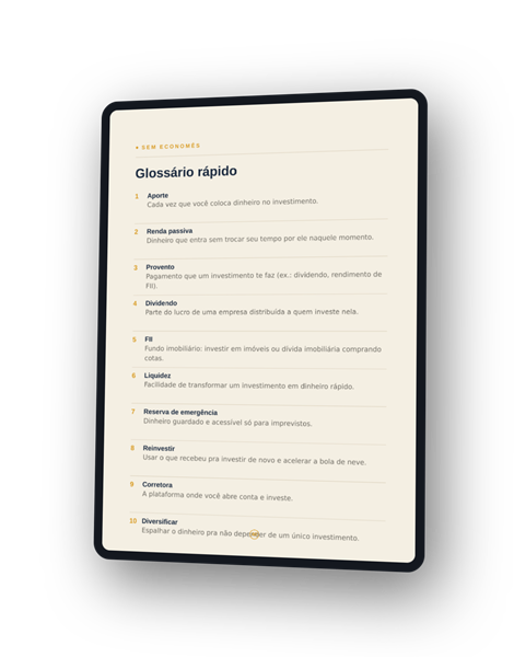 Glossário sem economês num tablet