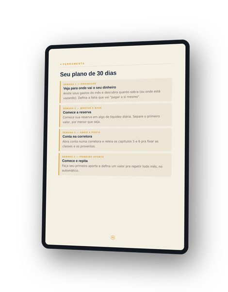 Plano de 30 dias e checklist num tablet